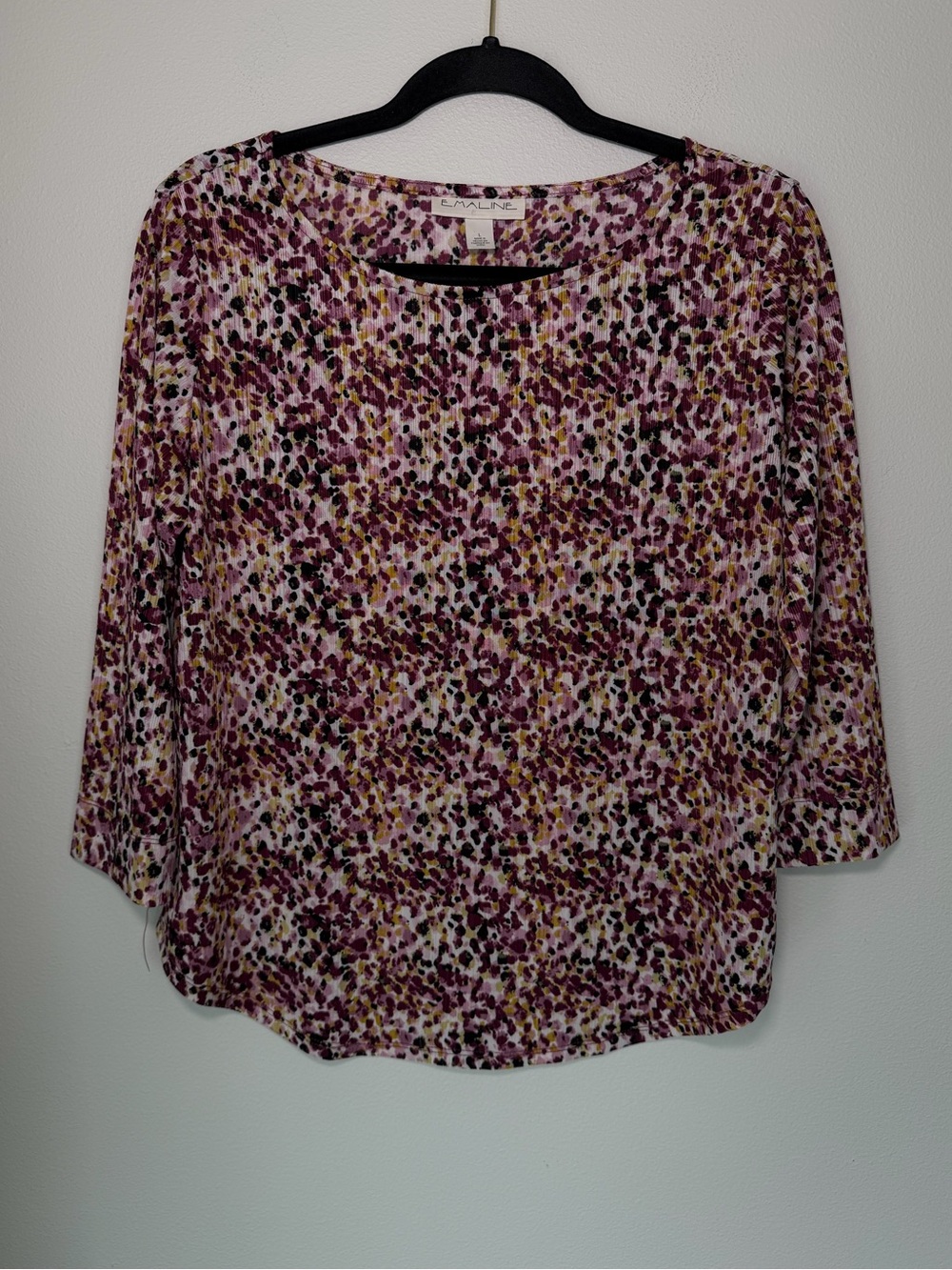 Emaline Ribbed Colorful Silky Textured 3/4 Sleeve Blouse